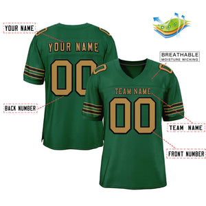 Custom Green Old Gold-Black Classic Style Authentic Football Jersey