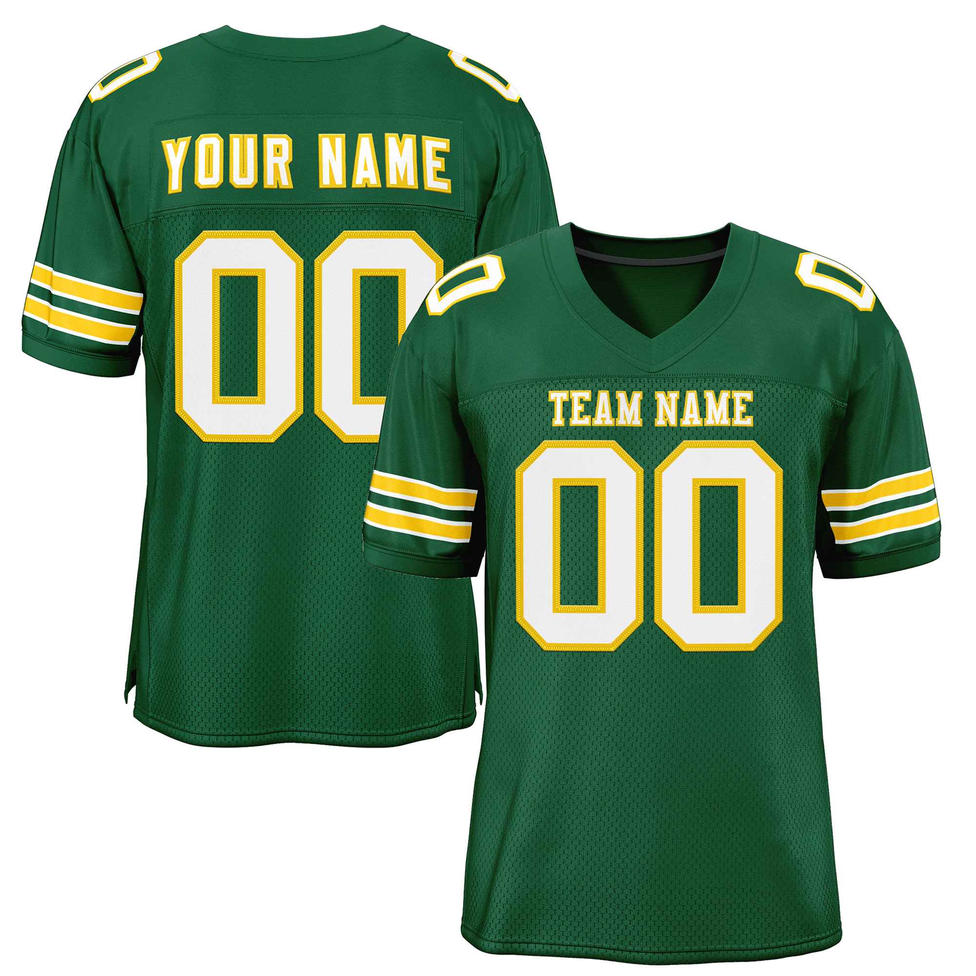 Custom Green White-Gold Classic Style Authentic Football Jersey