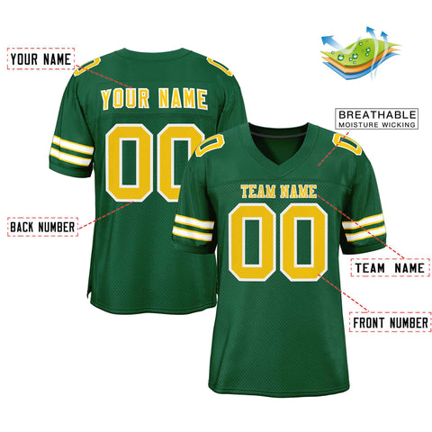 Custom Green Gold-White Classic Style Authentic Football Jersey