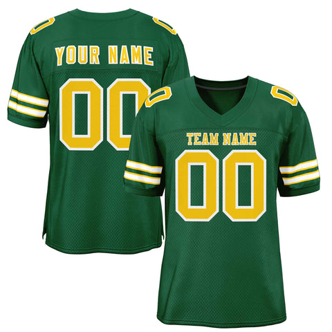 Custom Green Gold-White Classic Style Authentic Football Jersey