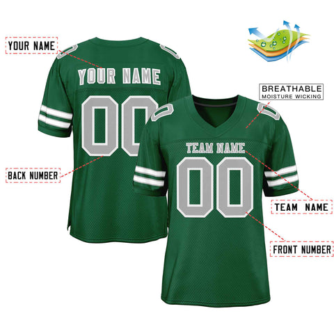Custom Green Gray-White Classic Style Authentic Football Jersey