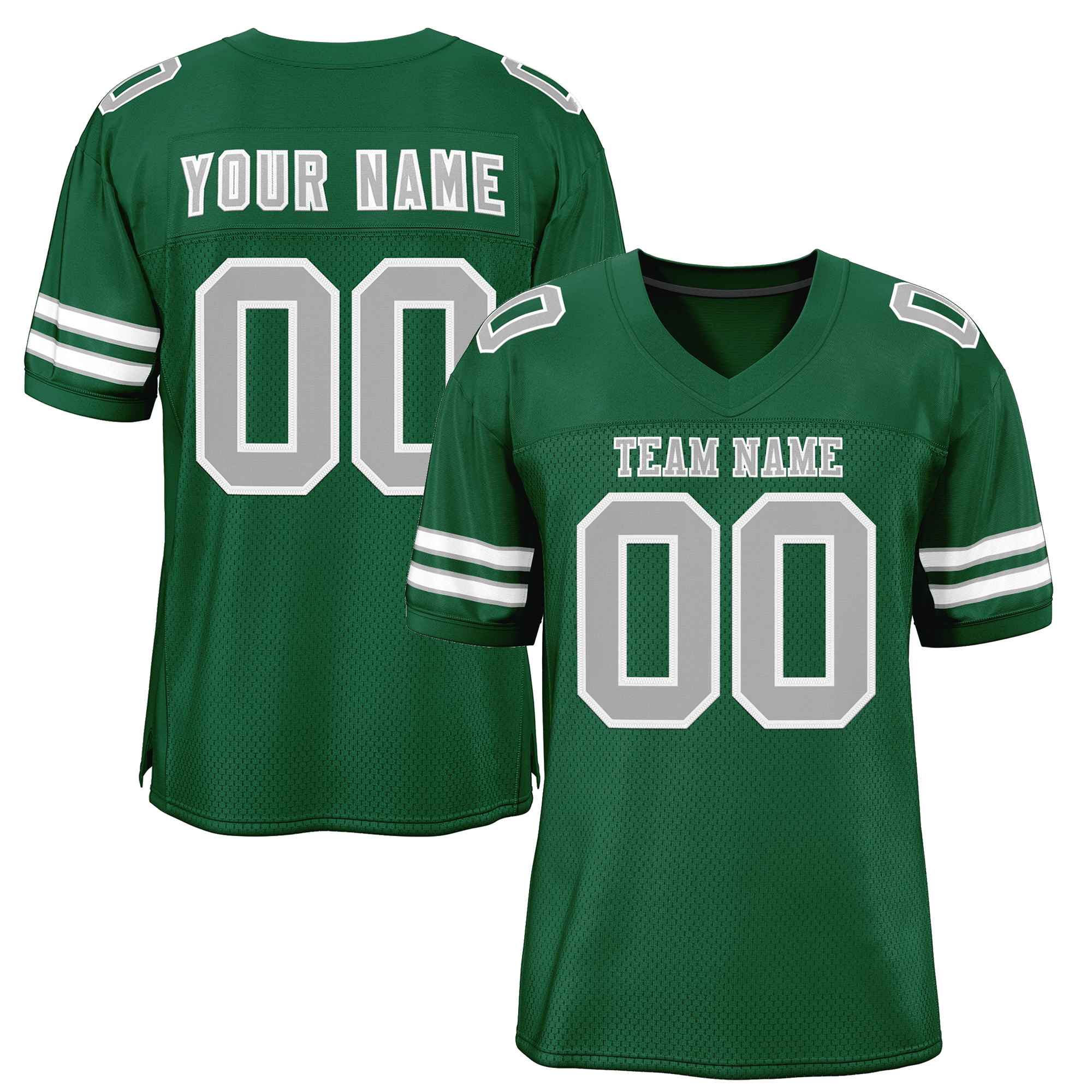 Custom Green Gray-White Classic Style Authentic Football Jersey