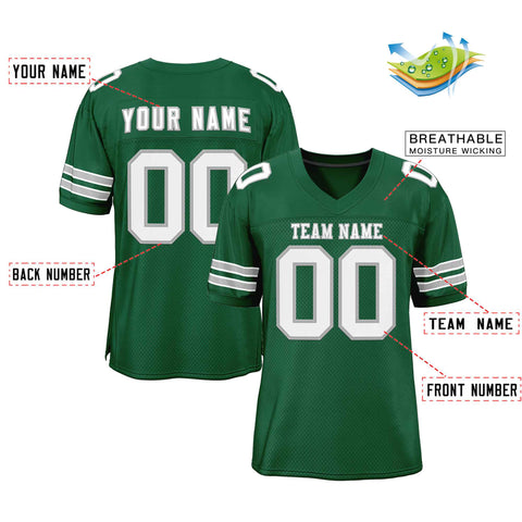 Custom Green White-Gray Classic Style Authentic Football Jersey