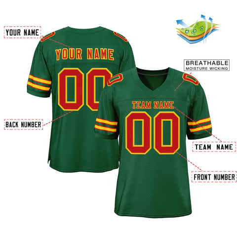 Custom Green Red-Gold Classic Style Authentic Football Jersey