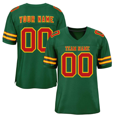 Custom Green Red-Gold Classic Style Authentic Football Jersey