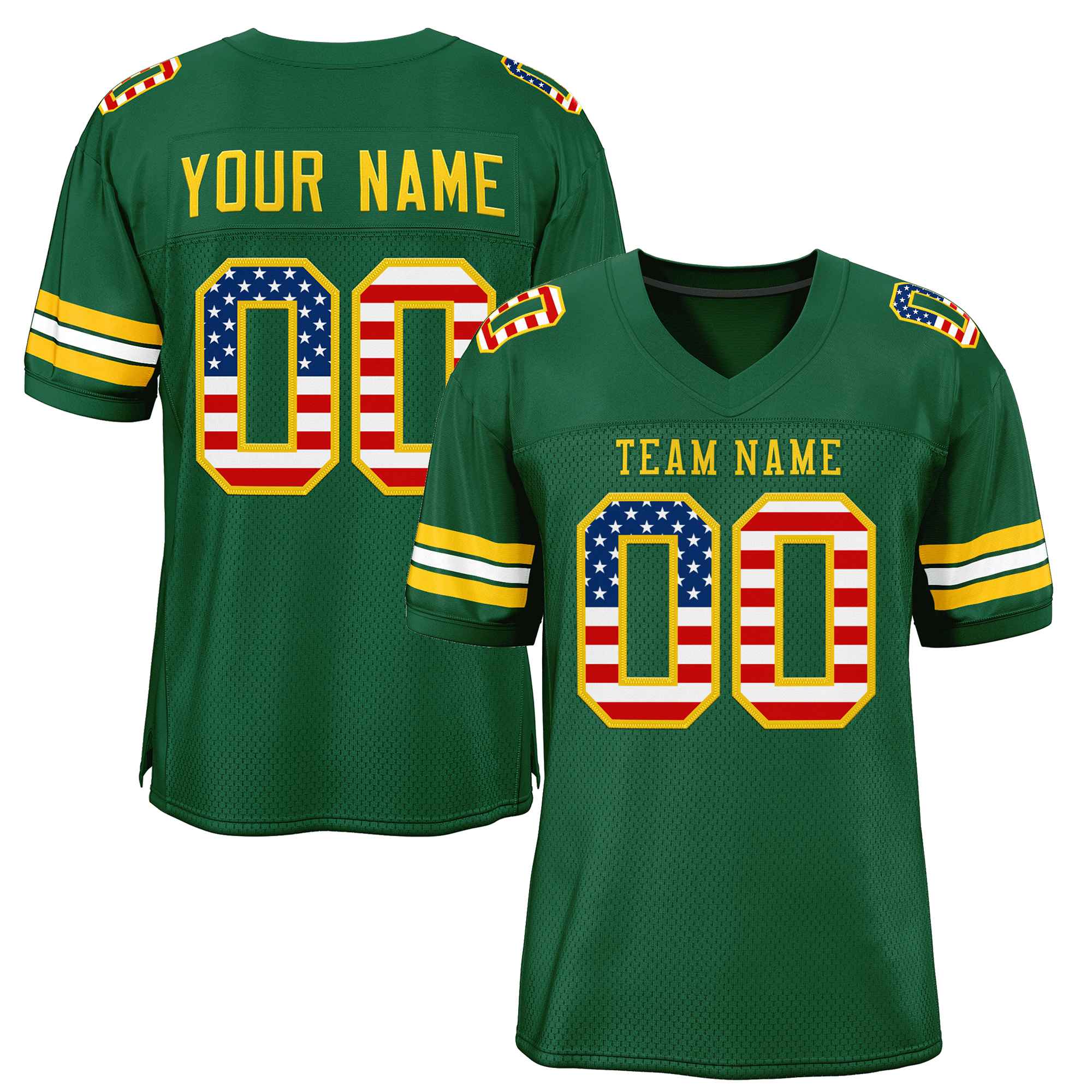 Custom Green Gold-Red Classic Style Authentic Football Jersey