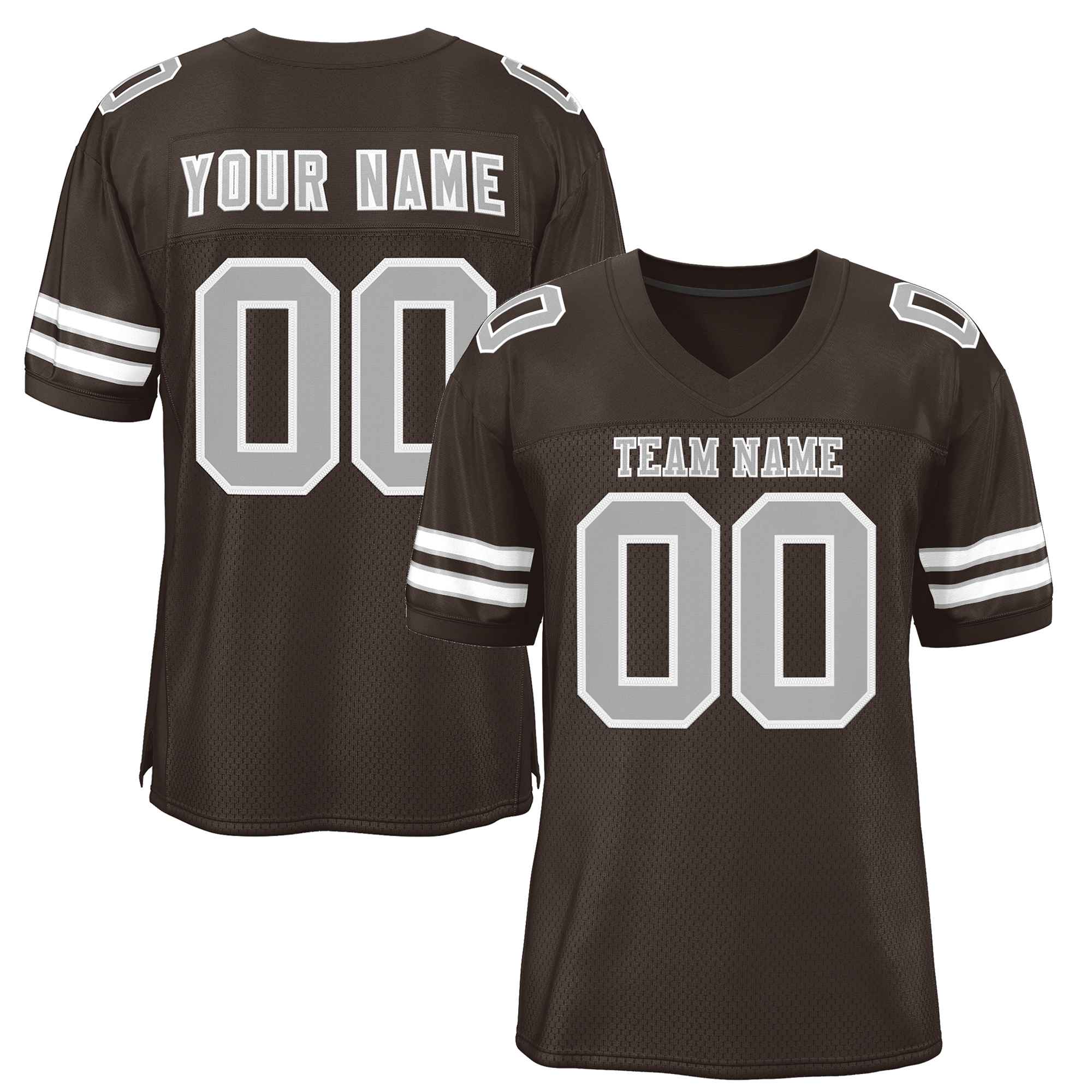 Custom Brown Gray-White Classic Style Authentic Football Jersey