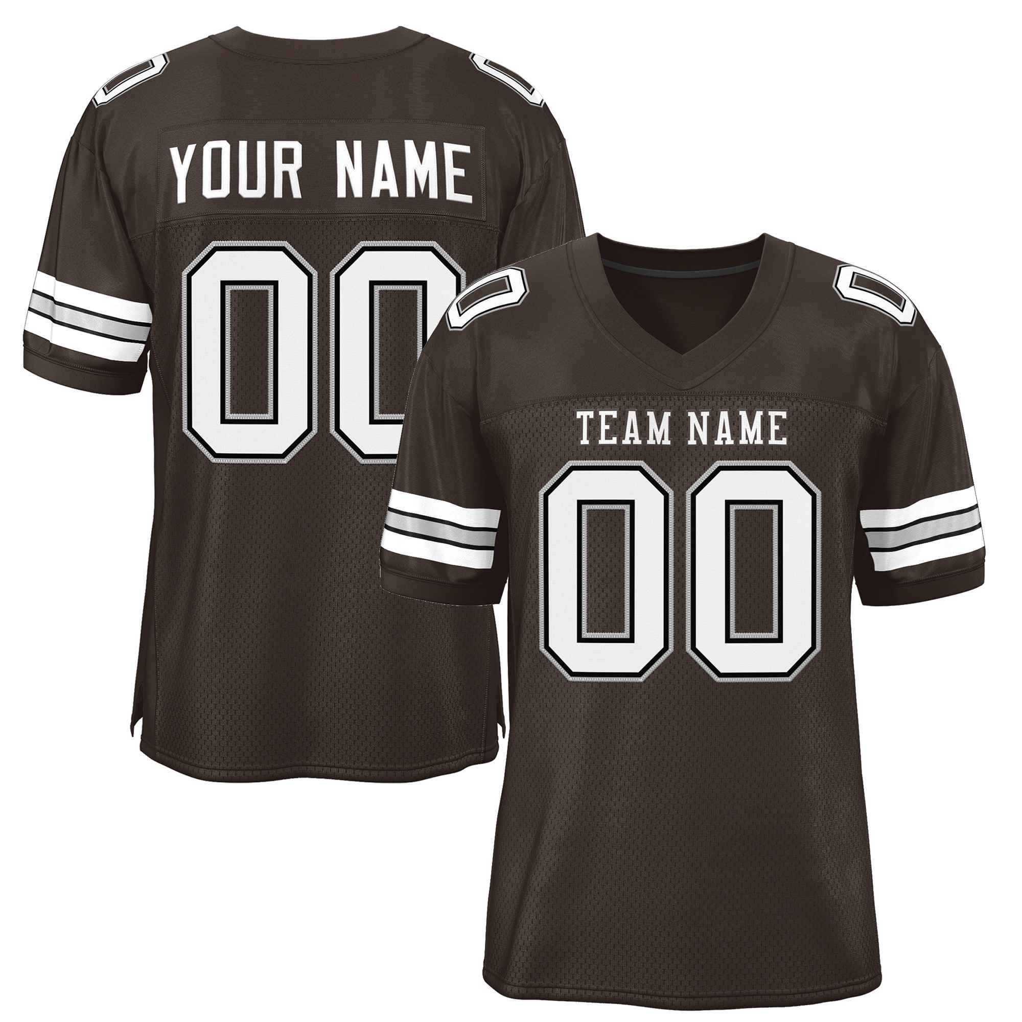 Custom Brown White-Gray Classic Style Authentic Football Jersey