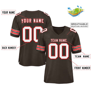 Custom Brown White-Red Classic Style Authentic Football Jersey