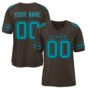 Custom Brown Aqua-Black Classic Style Authentic Football Jersey