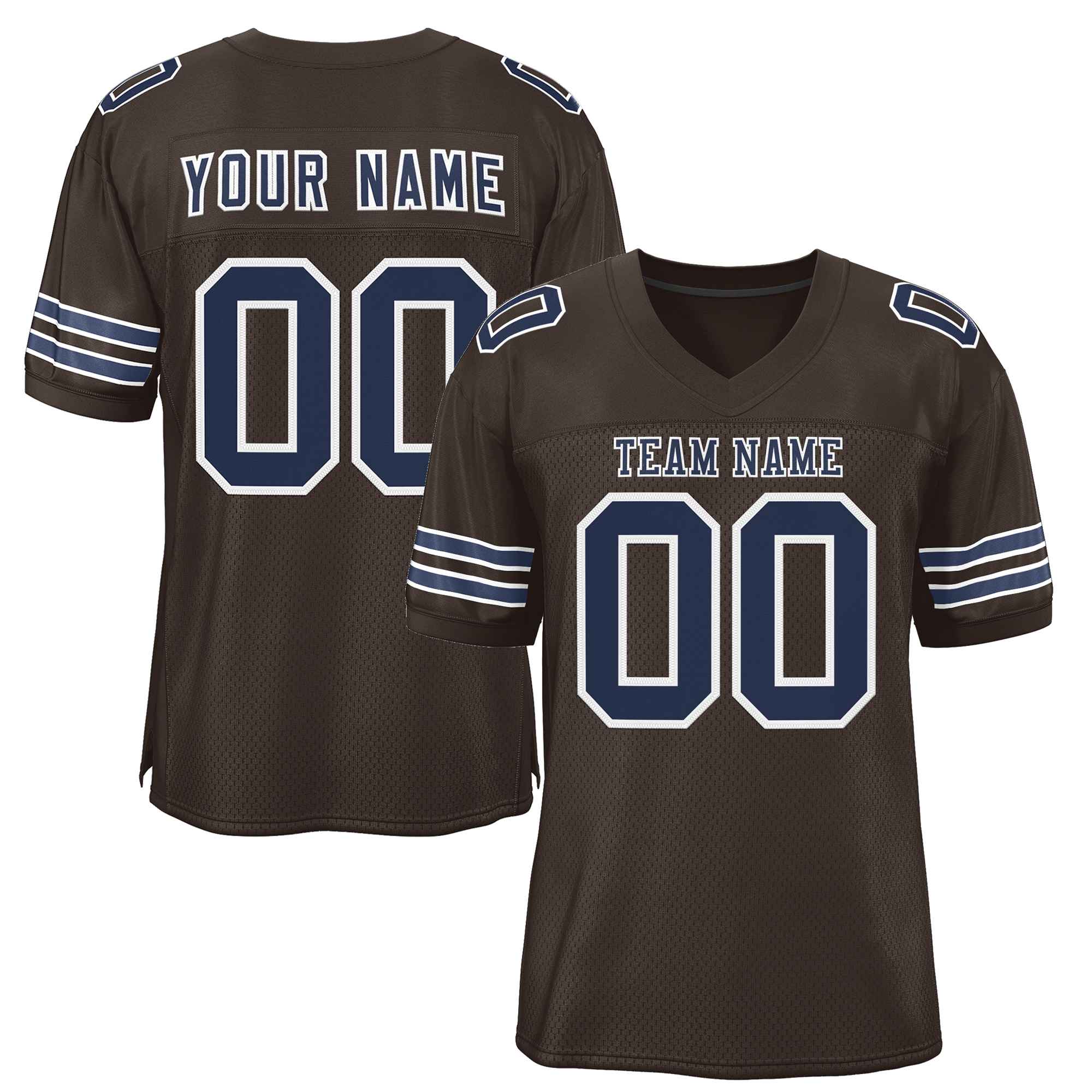 Custom Brown Navy-White Classic Style Authentic Football Jersey