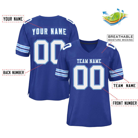 Custom Royal White-Light Blue Classic Style Authentic Football Jersey