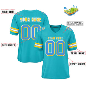 Custom Aqua Gold-White Classic Style Authentic Football Jersey