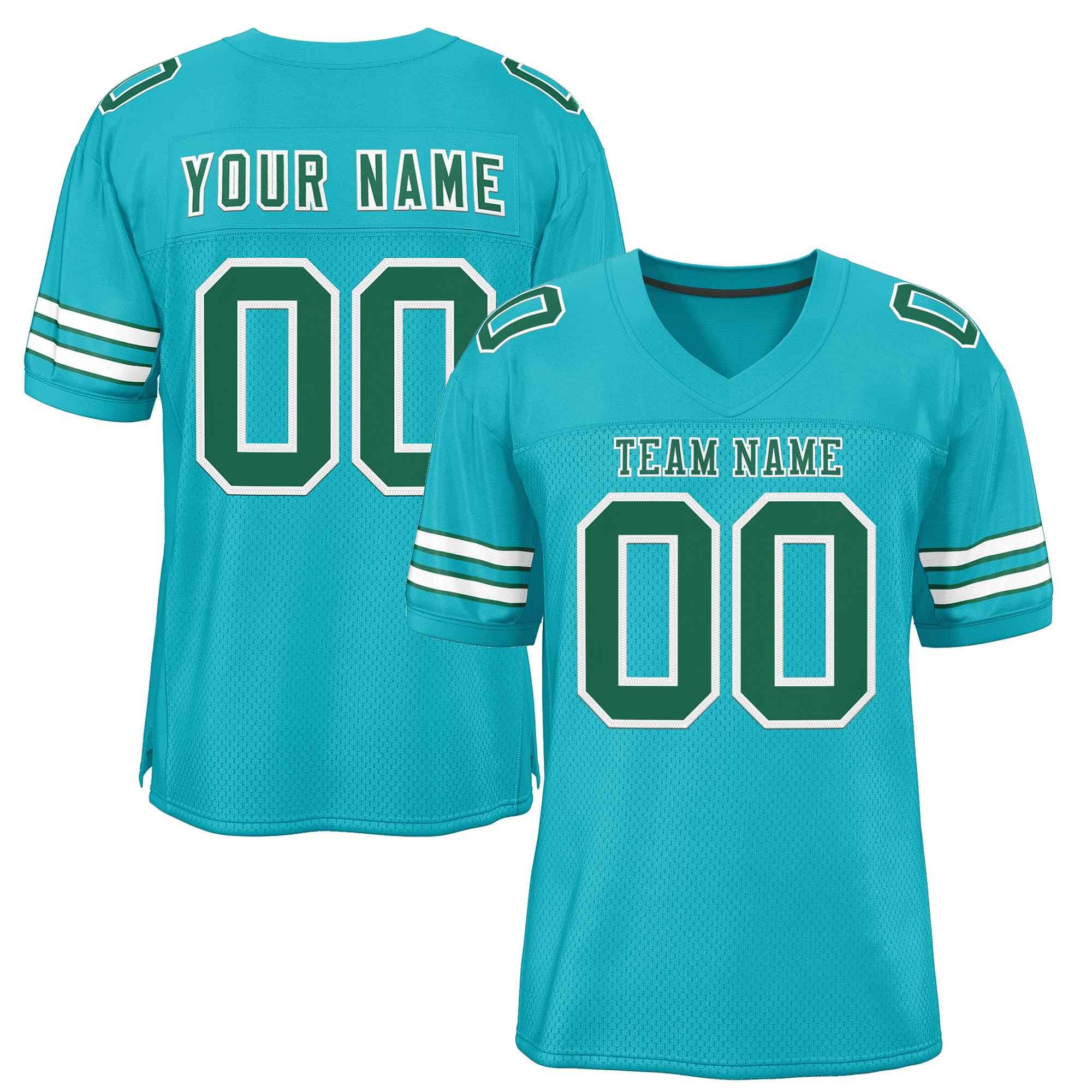 Custom Aqua Kelly Green-White Classic Style Authentic Football Jersey