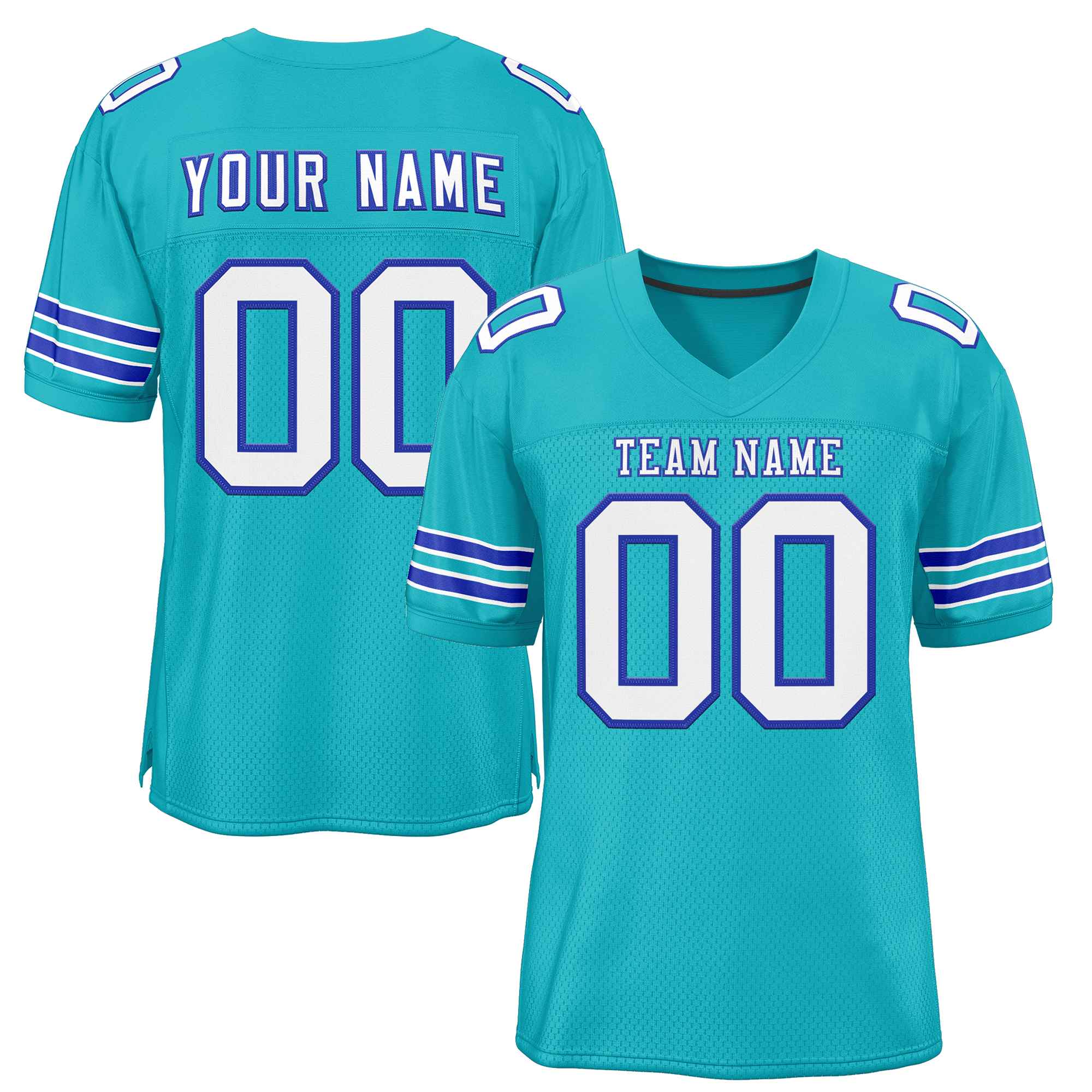 Custom Aqua Royal-White Classic Style Authentic Football Jersey