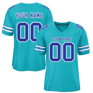 Custom Aqua Royal-White Classic Style Authentic Football Jersey