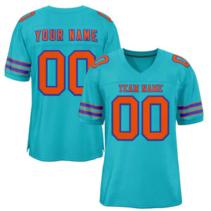 Custom Aqua Orange-Royal Classic Style Authentic Football Jersey