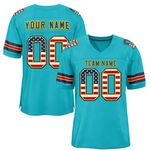 Custom Aqua Navy-Gold Classic Style Authentic Football Jersey