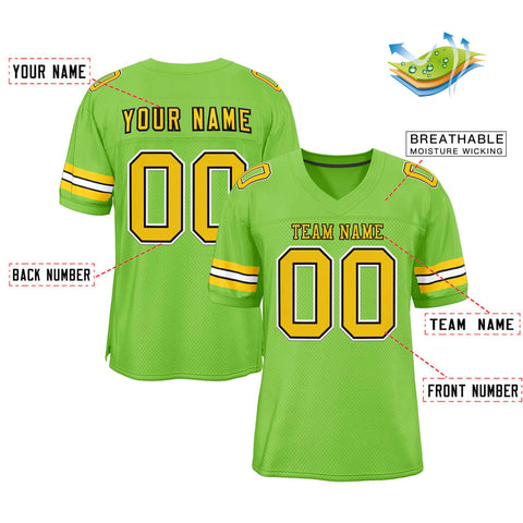 Custom Neon Green Gold-Black Classic Style Authentic Football Jersey