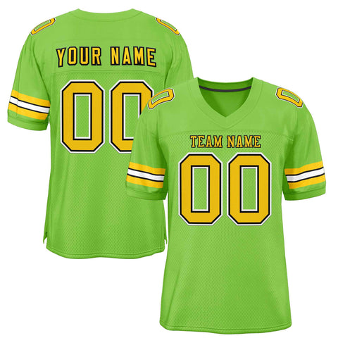 Custom Neon Green Gold-Black Classic Style Authentic Football Jersey