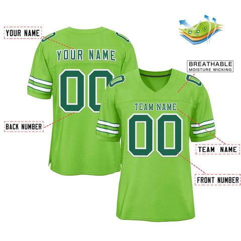 Custom Neon Green Kelly Green-White Classic Style Authentic Football Jersey