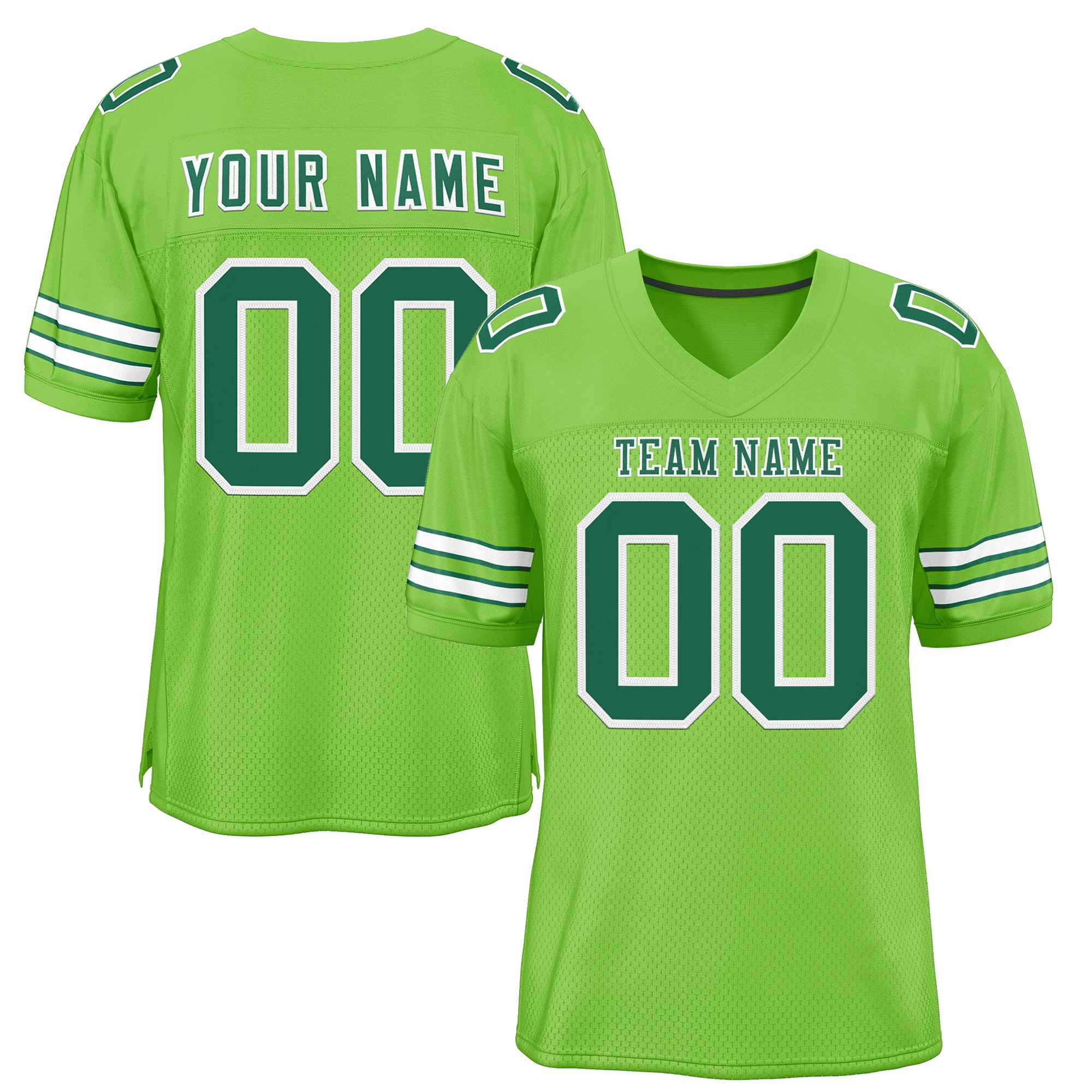 Custom Neon Green Kelly Green-White Classic Style Authentic Football Jersey