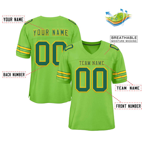 Custom Neon Green Kelly Green-Gold Classic Style Authentic Football Jersey