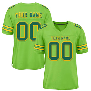 Custom Neon Green Kelly Green-Gold Classic Style Authentic Football Jersey