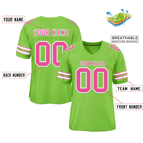 Custom Neon Green Pink-White Classic Style Authentic Football Jersey