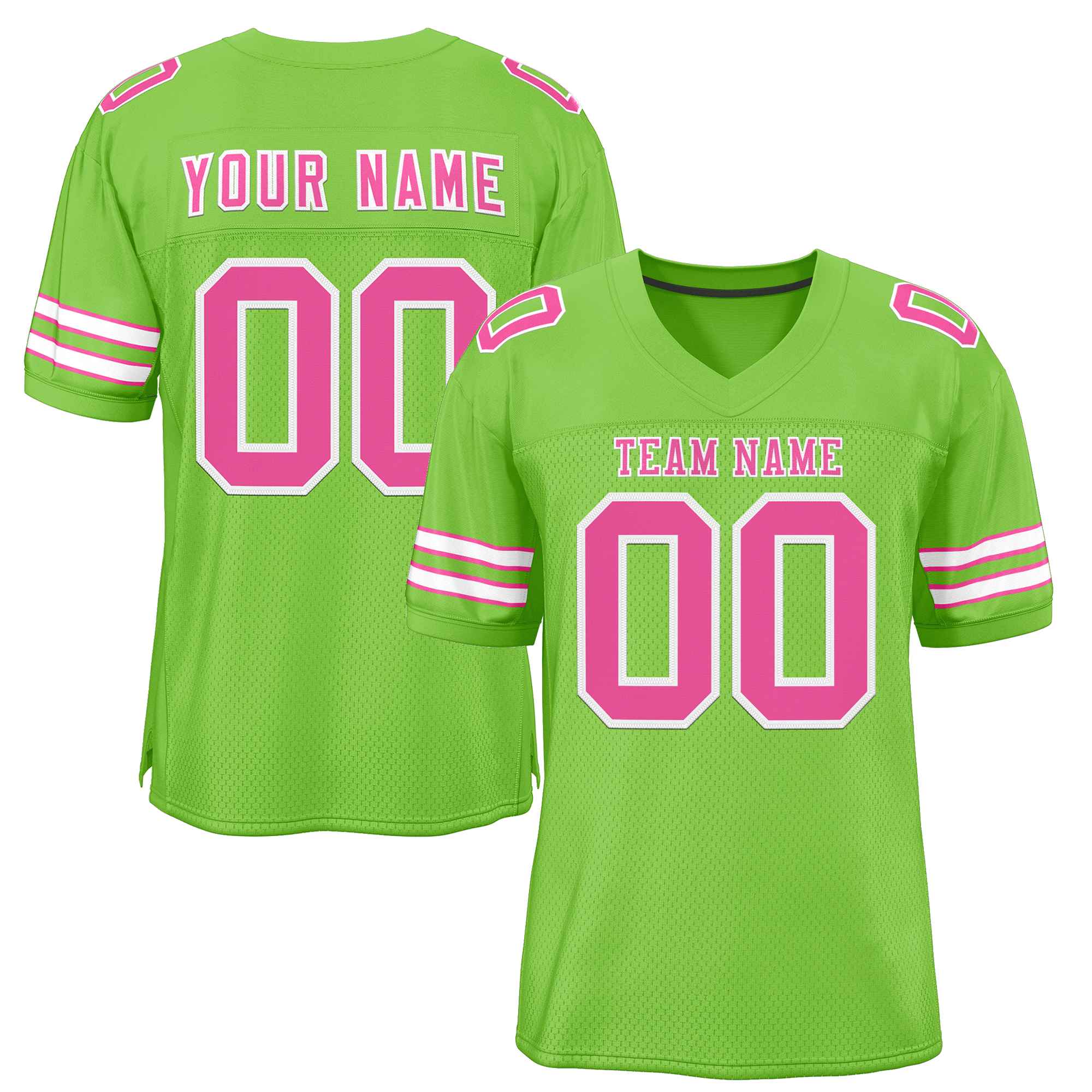 Custom Neon Green Pink-White Classic Style Authentic Football Jersey