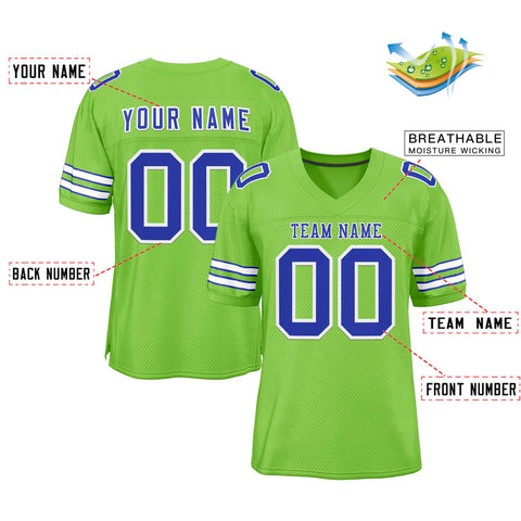 Custom Neon Green Royal-White Classic Style Authentic Football Jersey