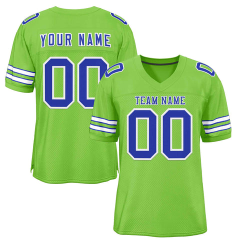 Custom Neon Green Royal-White Classic Style Authentic Football Jersey