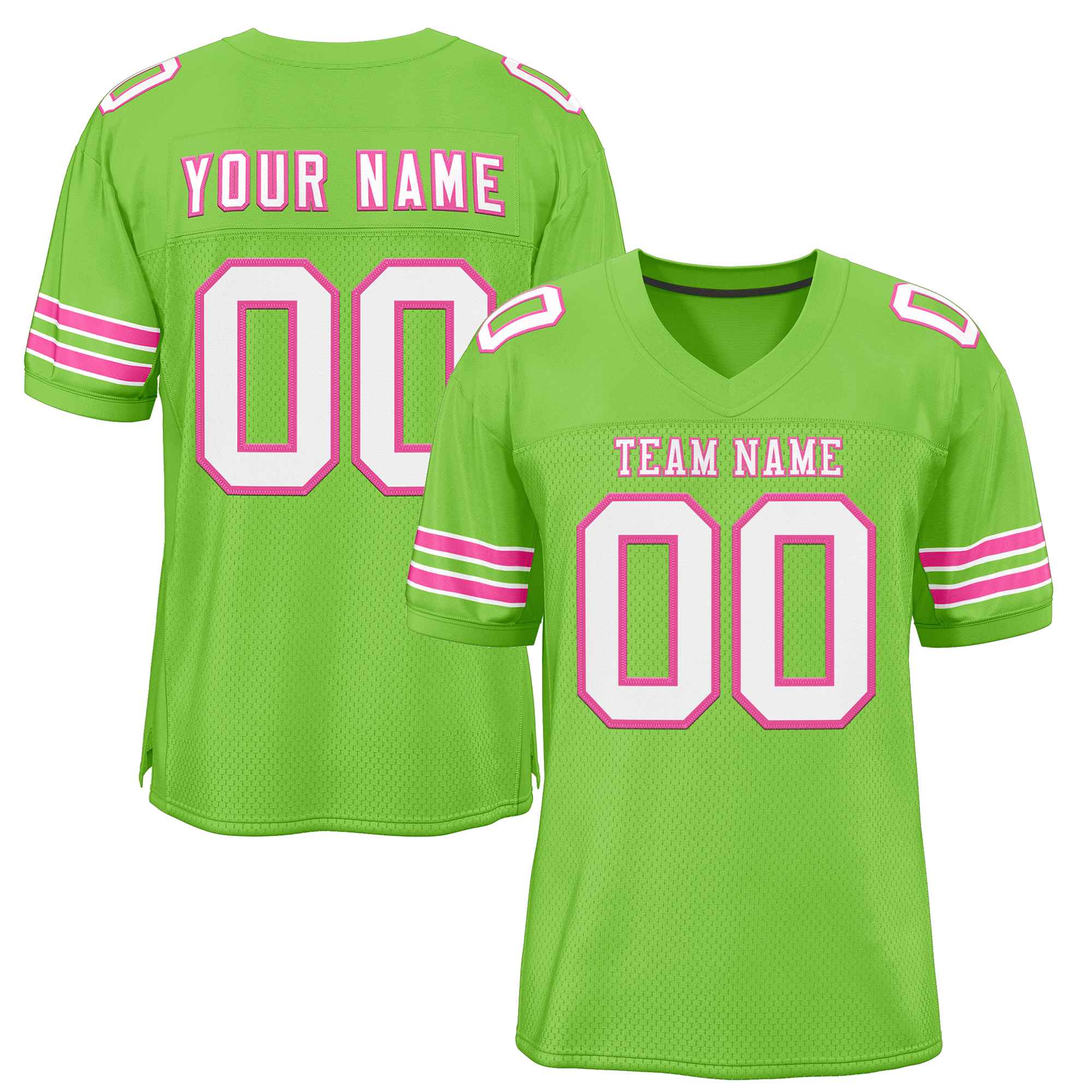 Custom Neon Green Pink-White Classic Style Authentic Football Jersey