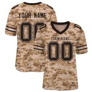 Custom Camo Brown Mesh Authentic Football Jersey