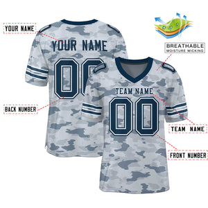 Custom Camo Navy-White Mesh Authentic Football Jersey