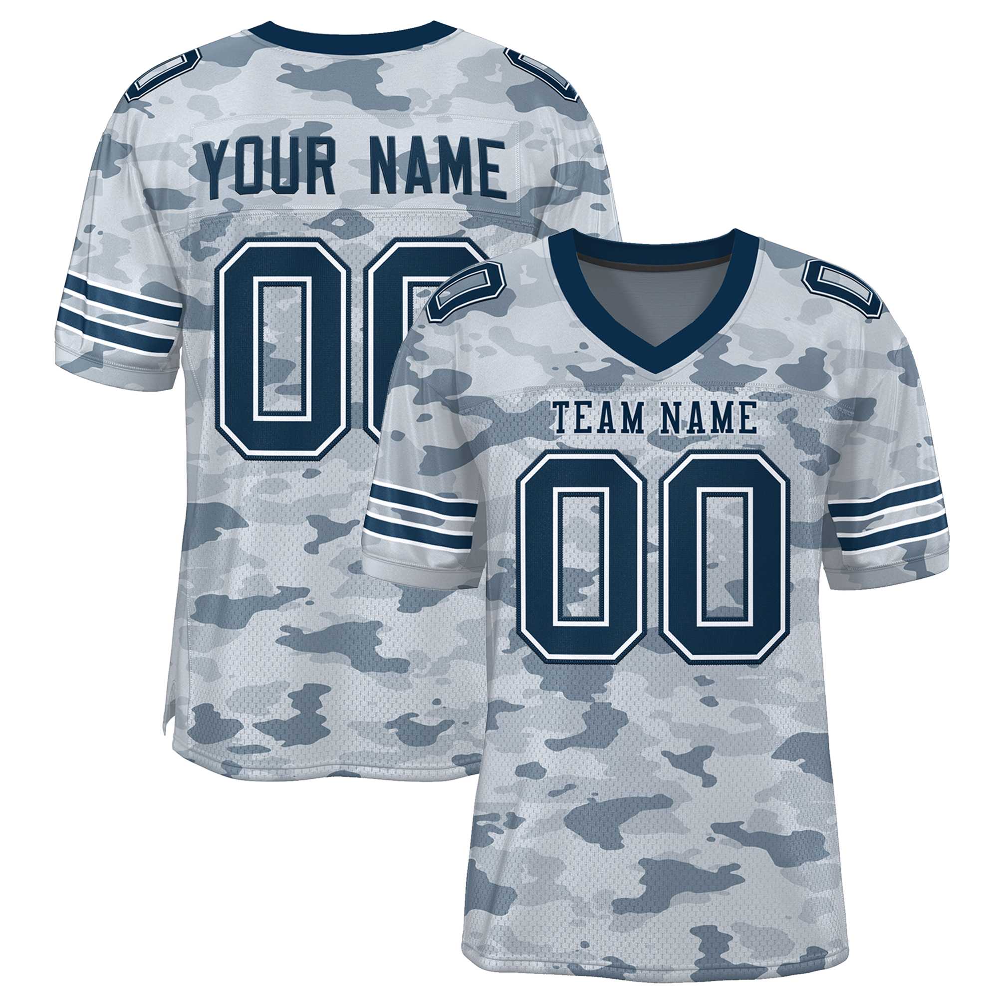 Custom Camo Navy-White Mesh Authentic Football Jersey