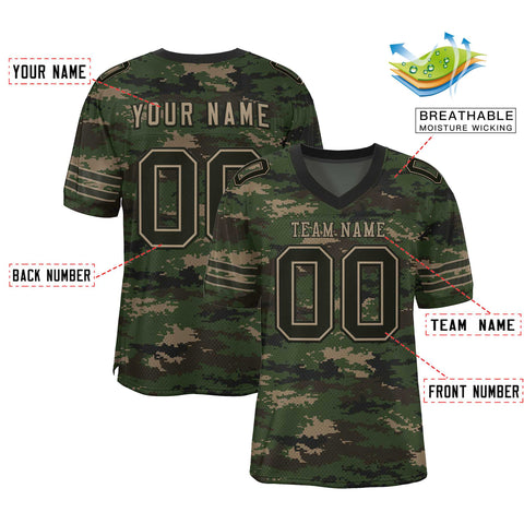 Custom Camo Brown-Olive Mesh Authentic Football Jersey
