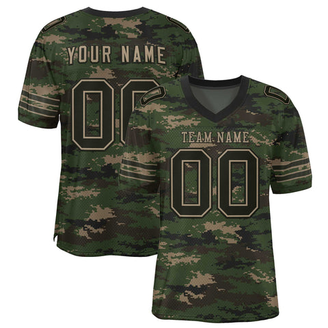 Custom Camo Brown-Olive Mesh Authentic Football Jersey