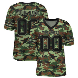 Custom Camo Black-Green Mesh Authentic Football Jersey