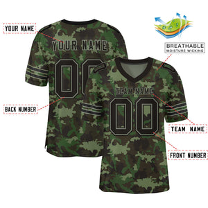 Custom Camo Black-Green Mesh Authentic Football Jersey