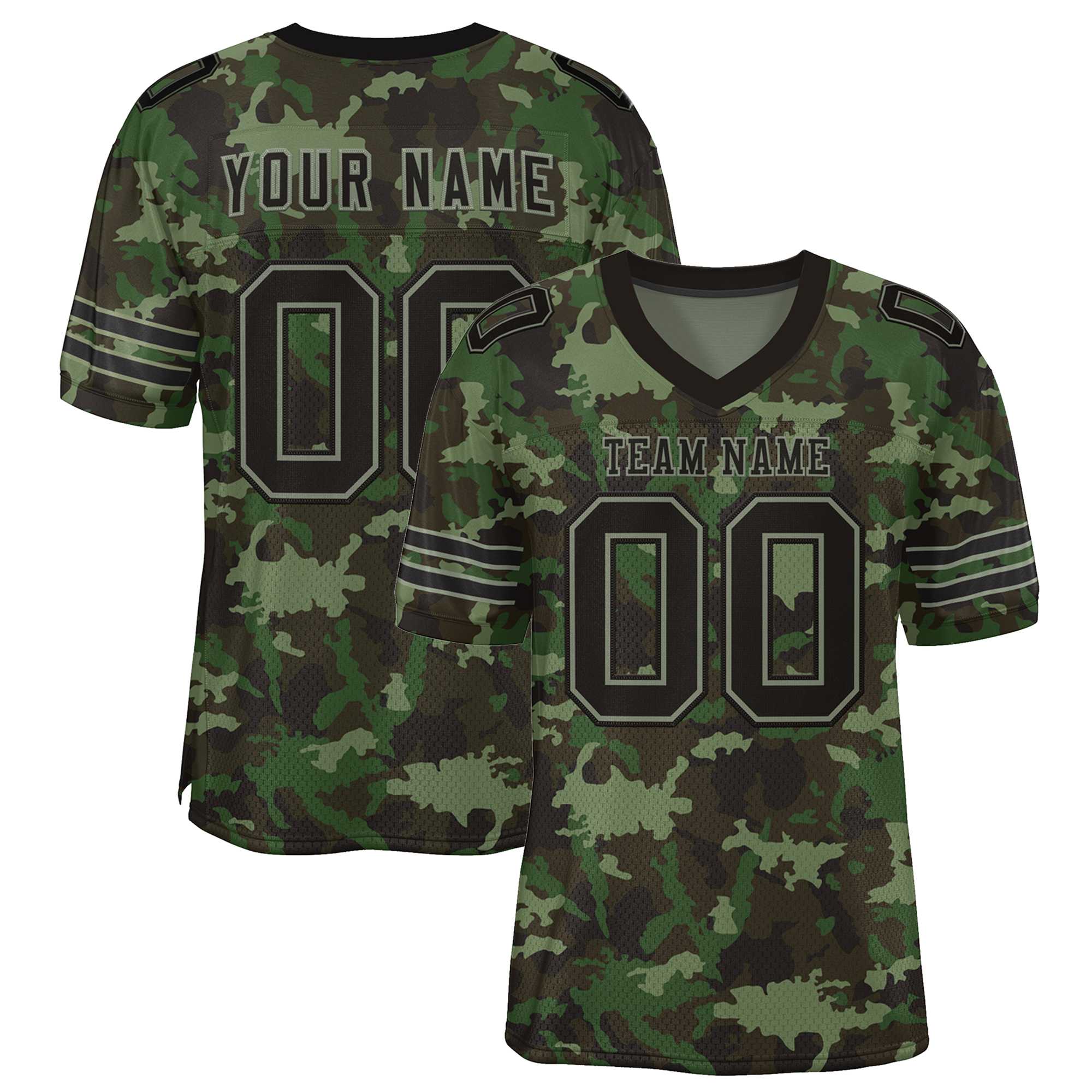 Custom Camo Black-Green Mesh Authentic Football Jersey