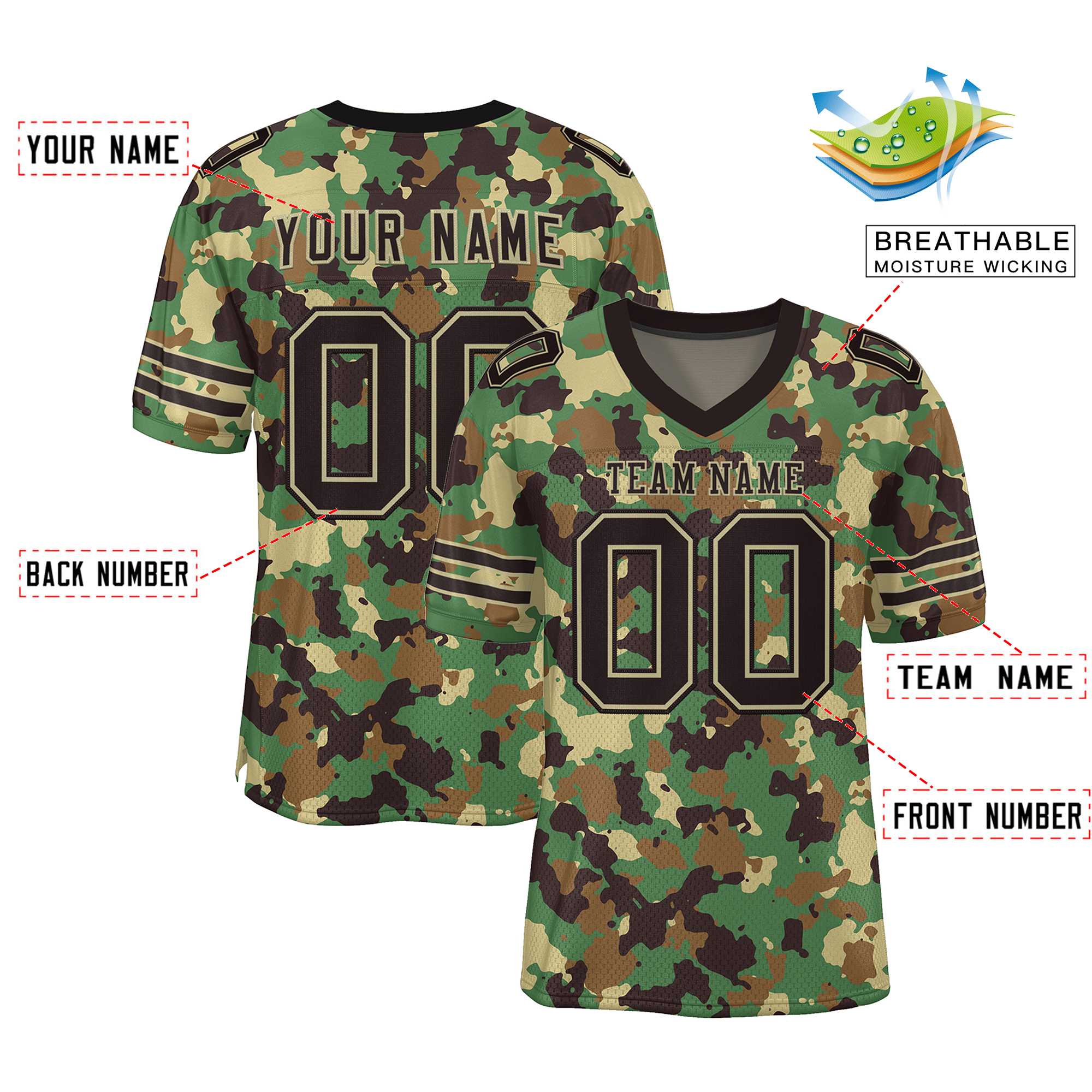 Custom Camo Black-Old Gold Mesh Authentic Football Jersey