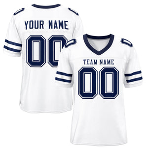 Custom White Navy Classic Style Mesh Authentic Football Jersey