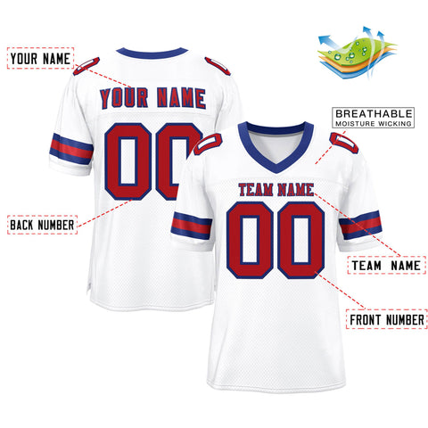 Custom White Red-Royal Classic Style Mesh Authentic Football Jersey