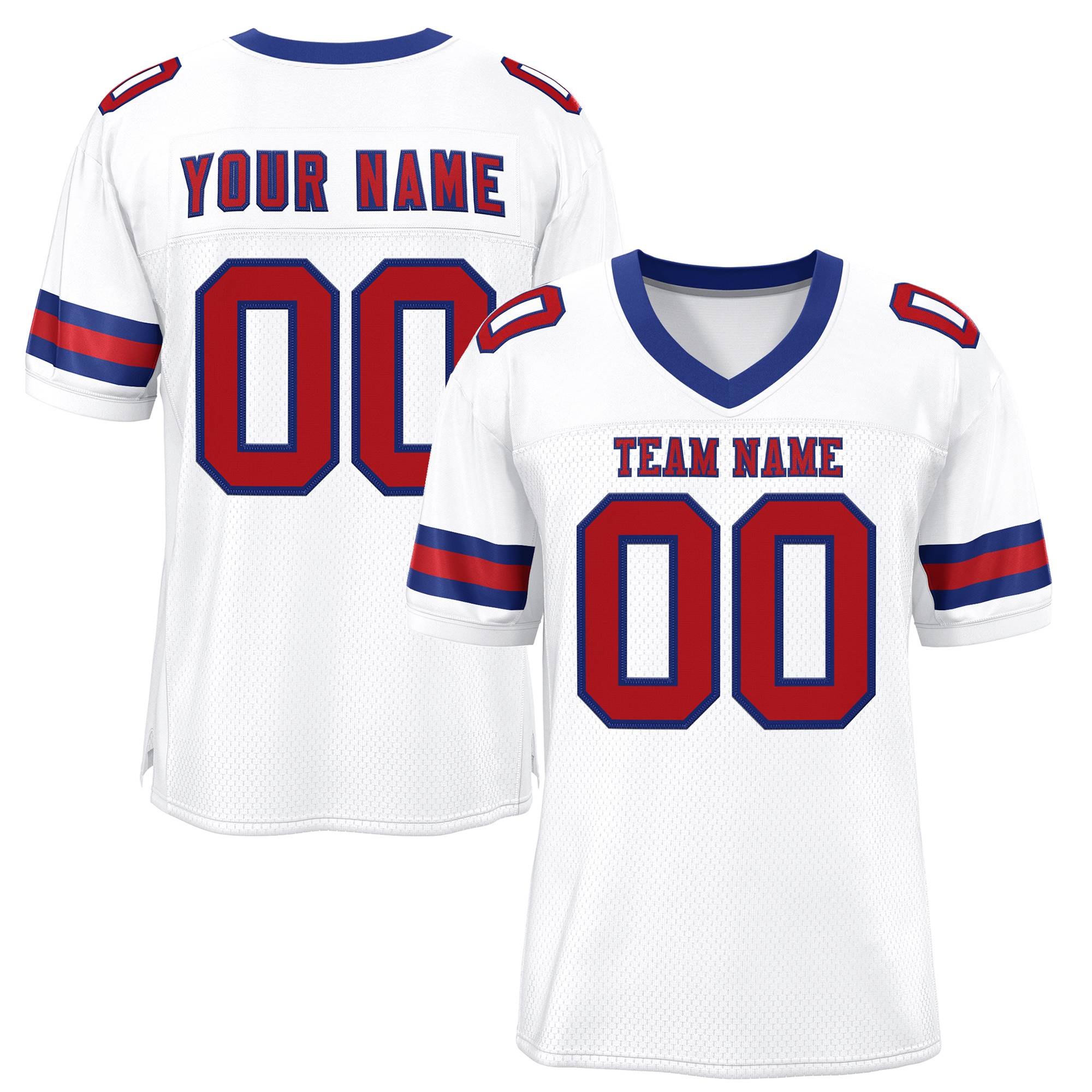 Custom White Red-Royal Classic Style Mesh Authentic Football Jersey