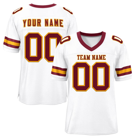 Custom White Red-Yellow Classic Style Mesh Authentic Football Jersey