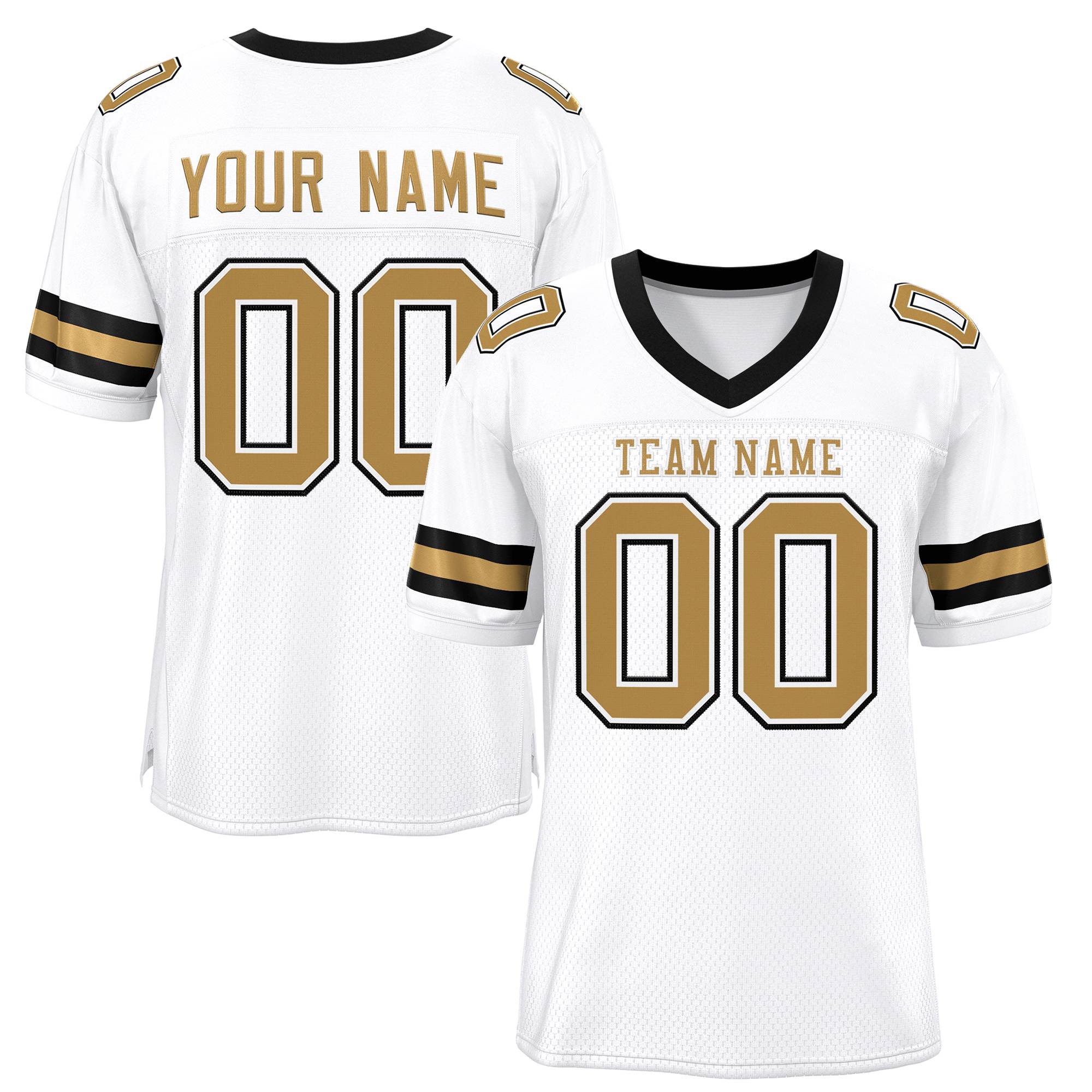 Custom White Old Gold Classic Style Mesh Authentic Football Jersey