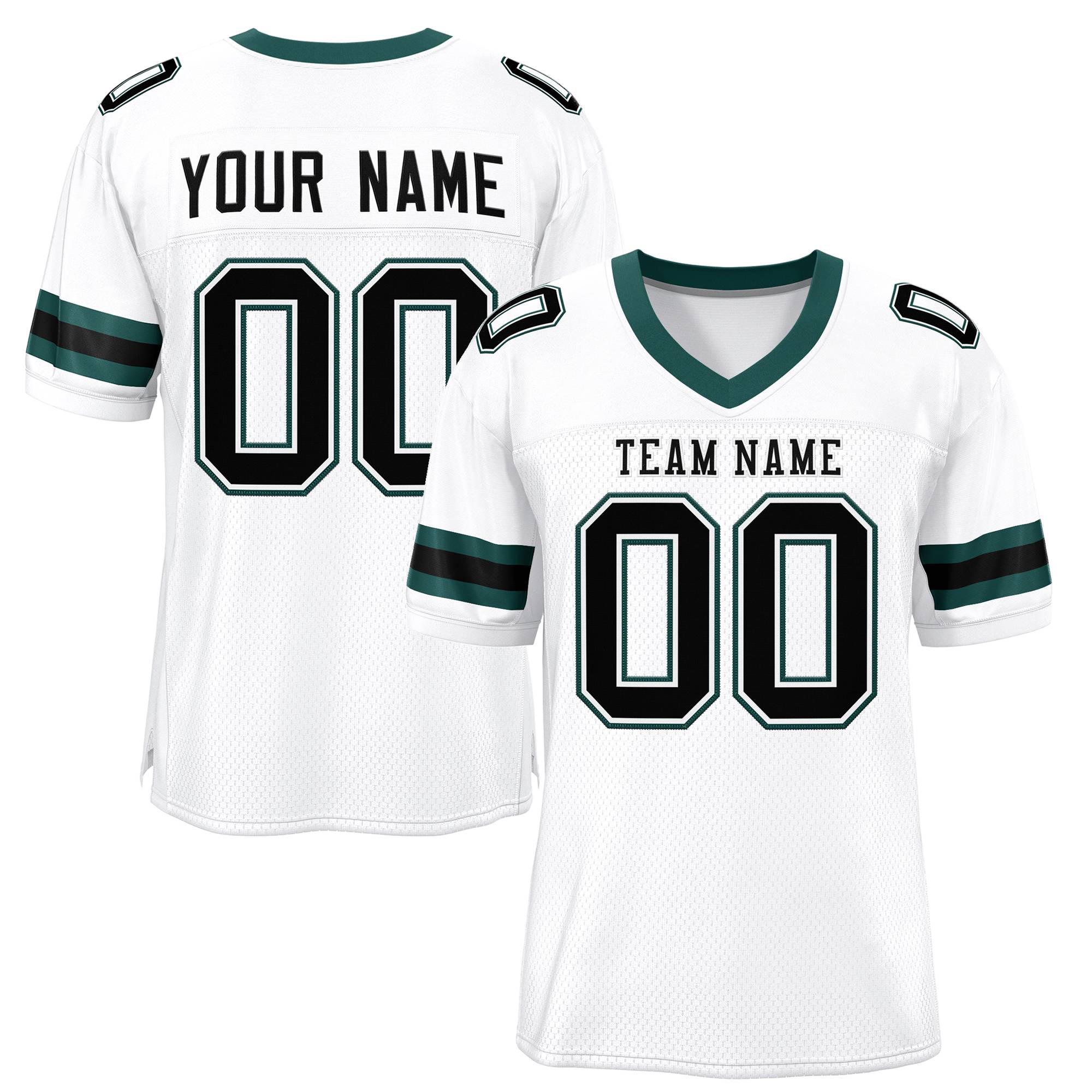 Custom White Black Classic Style Mesh Authentic Football Jersey