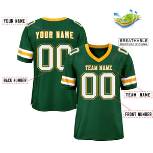 Custom Green White-Yellow Classic Style Mesh Authentic Football Jersey