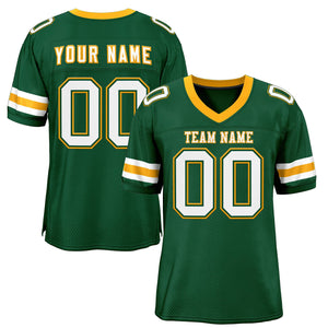 Custom Green White-Yellow Classic Style Mesh Authentic Football Jersey